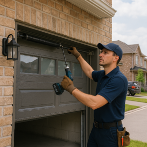 FixOne technician providing expert garage door repair service in Brampton
