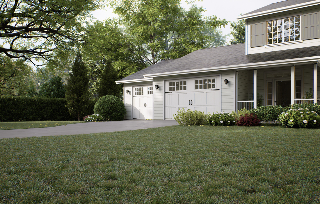 Modern garage door on suburban Ottawa home