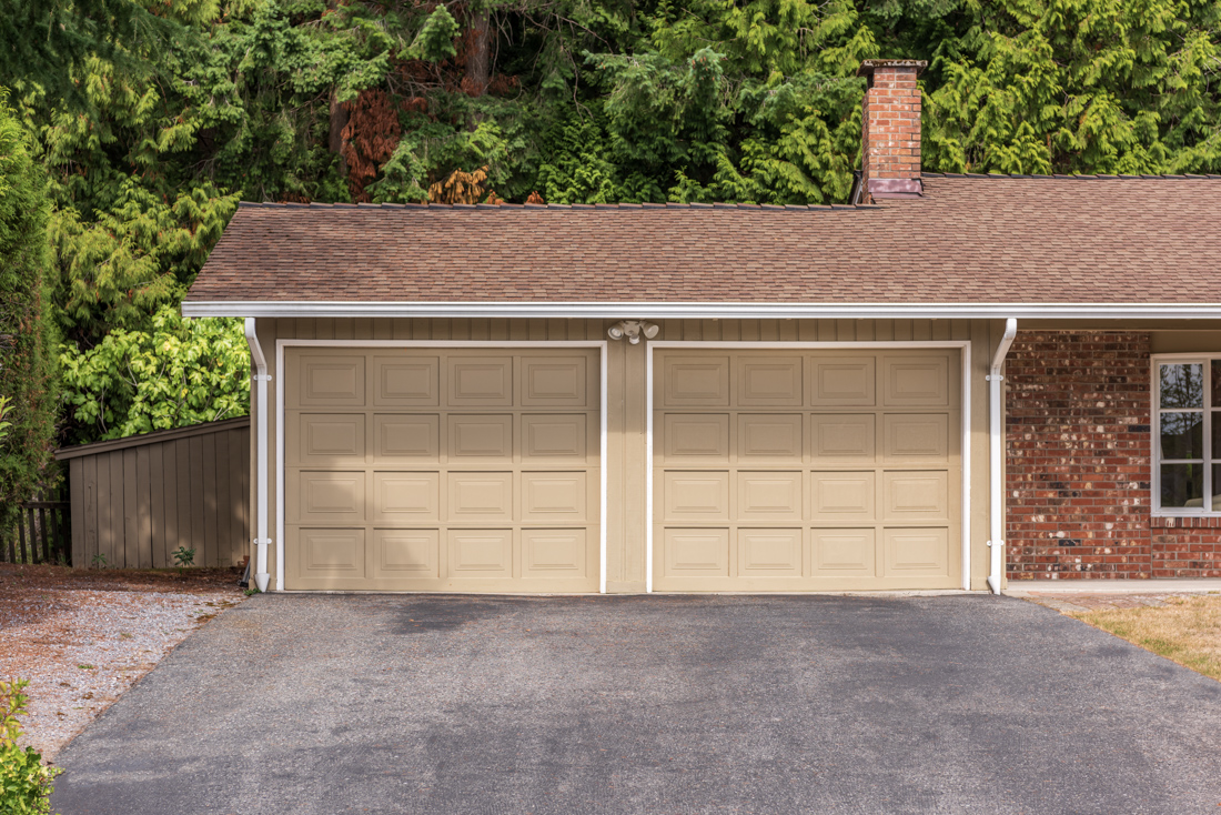 Modern residential garage doors on Canadian home