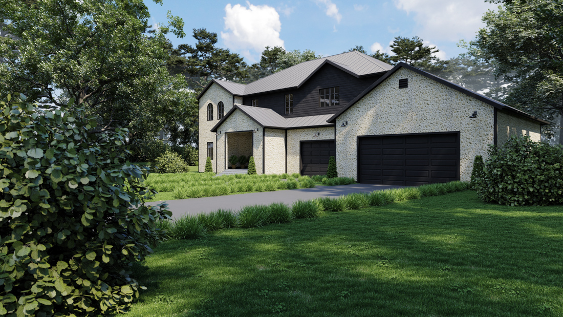 Residential garage with secure doors in Canadian home