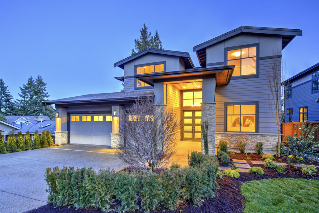 Modern residential garage door on Canadian home