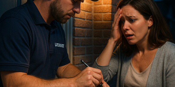Professional locksmith from FixOne helping a customer regain access to their home during an emergency lockout situation
